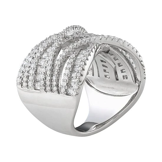 Designs By Gioelli Sterling Silver Cubic Zirconia Crossover Ring 4 Designs By Gioelli Sterling Silver Cubic Zirconia Crossover Ring - Image 2