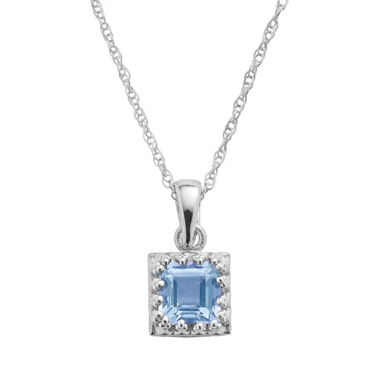 Designs By Gioelli Sterling Silver Lab-Created Aquamarine Square Pendant 3 Designs By Gioelli Sterling Silver Lab-Created Aquamarine Square Pendant