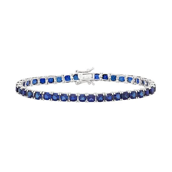 Designs By Gioelli Sterling Silver Lab-Created Sapphire Tennis Bracelet 3 Designs By Gioelli Sterling Silver Lab-Created Sapphire Tennis Bracelet