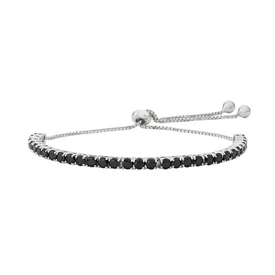 Designs By Gioelli Sterling Silver Black Spinel Lariat Bracelet 3 Designs By Gioelli Sterling Silver Black Spinel Lariat Bracelet