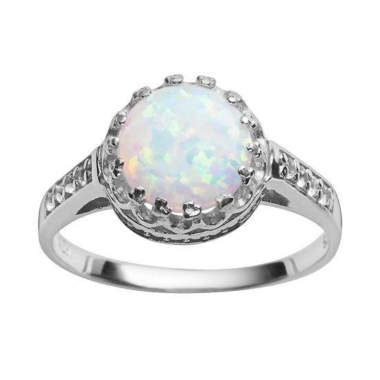 Designs By Gioelli Sterling Silver Lab-Created Opal And Lab-Created White Sapphire Crown Ring 3 Designs By Gioelli Sterling Silver Lab-Created Opal And Lab-Created White Sapphire Crown Ring