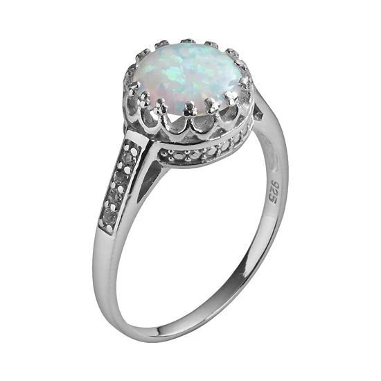 Designs By Gioelli Sterling Silver Lab-Created Opal And Lab-Created White Sapphire Crown Ring 4 Designs By Gioelli Sterling Silver Lab-Created Opal And Lab-Created White Sapphire Crown Ring - Image 2
