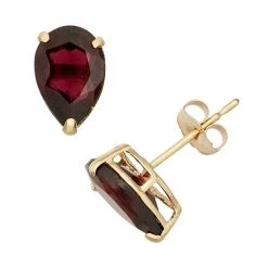Designs By Gioelli Garnet 10k Gold Teardrop Stud Earrings