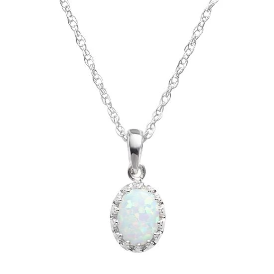 Designs By Gioelli Sterling Silver Lab-Created Opal Oval Pendant 3 Designs By Gioelli Sterling Silver Lab-Created Opal Oval Pendant