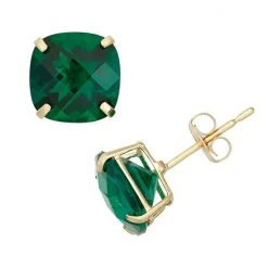Designs By Gioelli Lab-Created Emerald 10k Gold Stud Earrings