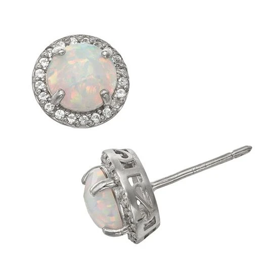 Designs By Gioelli Sterling Silver Lab-Created Opal And Lab-Created White Sapphire Halo Stud Earrings 3 Designs By Gioelli Sterling Silver Lab-Created Opal And Lab-Created White Sapphire Halo Stud Earrings