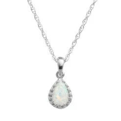 Designs By Gioelli Sterling Silver Lab-Created Opal Teardrop Pendant