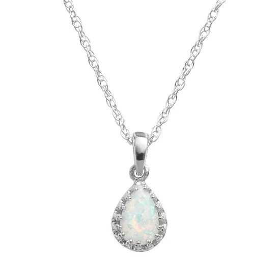 Designs By Gioelli Sterling Silver Lab-Created Opal Teardrop Pendant 3 Designs By Gioelli Sterling Silver Lab-Created Opal Teardrop Pendant