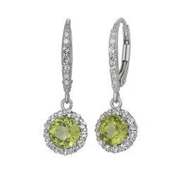 Designs By Gioelli Peridot And Lab-Created White Sapphire Sterling Silver Halo Drop Earrings