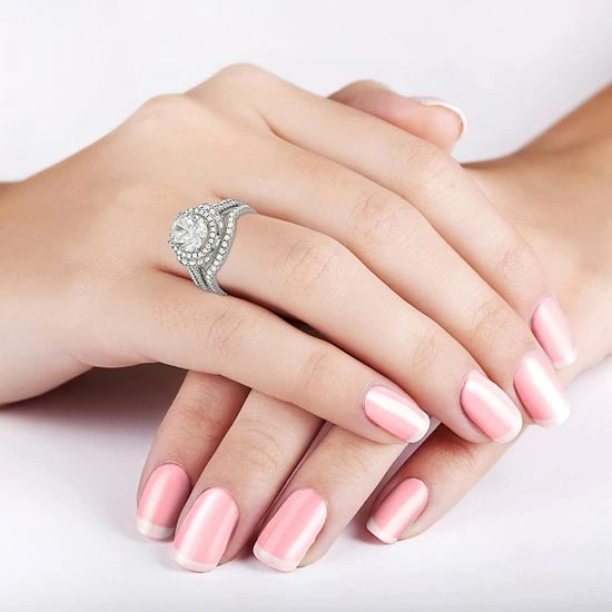 Designs By Gioelli Sterling Silver Lab-Created White Sapphire Halo Engagement Ring Set 5 Designs By Gioelli Sterling Silver Lab-Created White Sapphire Halo Engagement Ring Set - Image 3