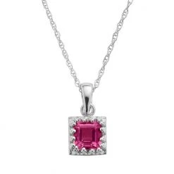 Designs By Gioelli Sterling Silver Lab-Created Ruby Square Pendant