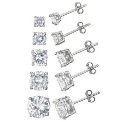 Designs By Gioelli Cubic Zirconia Sterling Silver Stud Earring Set