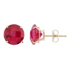 Designs By Gioelli Lab-Created Ruby 10k Gold Stud Earrings