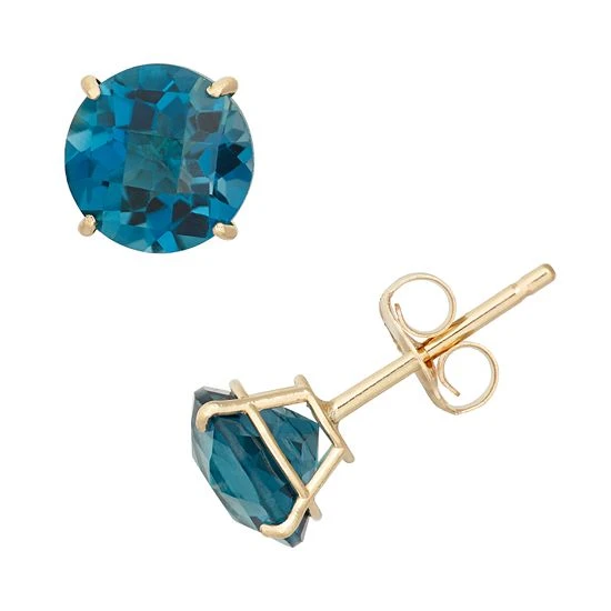 Designs By Gioelli London Blue Topaz 10k Gold Stud Earrings 3 Designs By Gioelli London Blue Topaz 10k Gold Stud Earrings