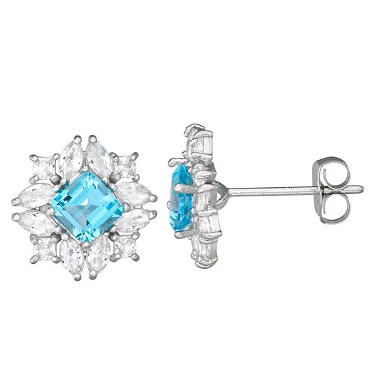 Designs By Gioelli 10k White Gold Gemstone & Lab-Created White Sapphire Stud Earrings 5 Designs By Gioelli 10k White Gold Gemstone & Lab-Created White Sapphire Stud Earrings - Image 3