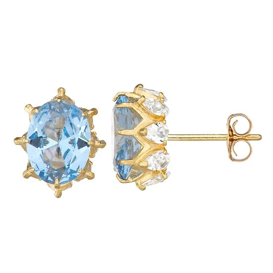 Designs By Gioelli 10k Gold Gemstone Oval Crown Stud Earrings Peridot 4 Designs By Gioelli 10k Gold Gemstone Oval Crown Stud Earrings Peridot - Image 2