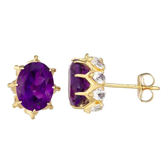 Designs By Gioelli 10k Gold Gemstone Oval Crown Stud Earrings Peridot 5 Designs By Gioelli 10k Gold Gemstone Oval Crown Stud Earrings Peridot - Image 3