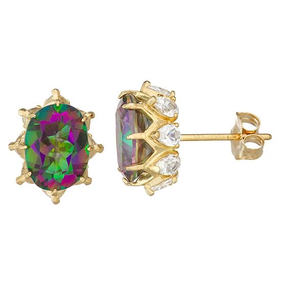 Designs By Gioelli 10k Gold Gemstone Oval Crown Stud Earrings Peridot 10 Designs By Gioelli 10k Gold Gemstone Oval Crown Stud Earrings Peridot - Image 8