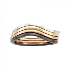 Designs By Gioelli Multi Tone Sterling Silver Swirl Stack Ring Set