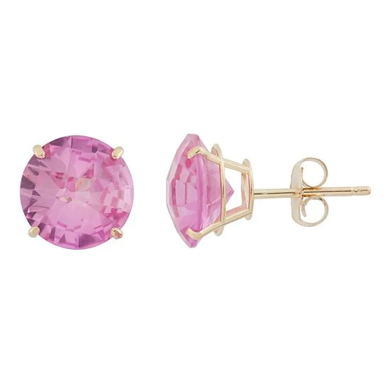 Designs By Gioelli Lab-Created Pink Sapphire 10k Gold Stud Earrings 3 Designs By Gioelli Lab-Created Pink Sapphire 10k Gold Stud Earrings