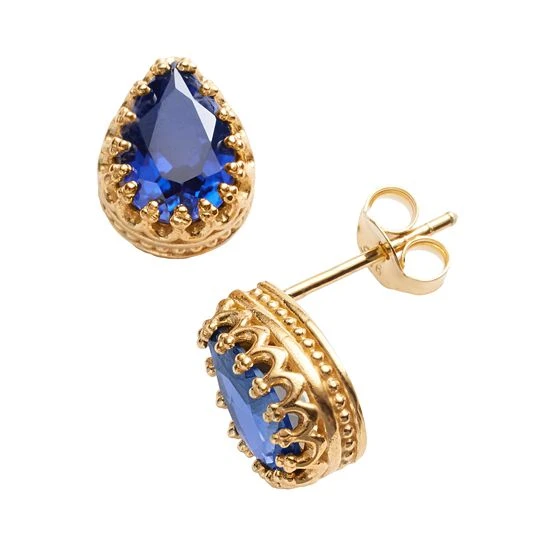 Designs By Gioelli 14k Gold Over Silver Lab-Created Sapphire Crown Stud Earrings 3 Designs By Gioelli 14k Gold Over Silver Lab-Created Sapphire Crown Stud Earrings