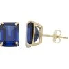 Designs By Gioelli 10k Gold Lab-Created Sapphire Emerald Cut Solitaire Stud Earrings