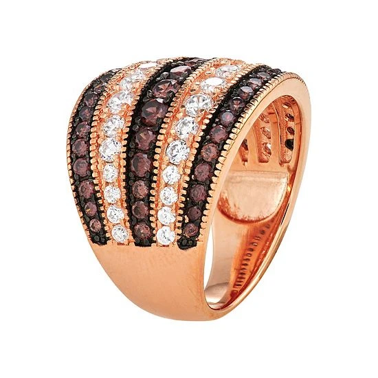 Designs By Gioelli 14k Rose Gold Plated Silver Mocha Cubic Zirconia Multi Row Ring 4 Designs By Gioelli 14k Rose Gold Plated Silver Mocha Cubic Zirconia Multi Row Ring - Image 2