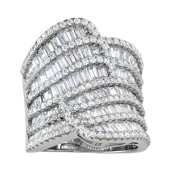 Designs By Gioelli Sterling Silver Cubic Zirconia Multi-Row Ring 3 Designs By Gioelli Sterling Silver Cubic Zirconia Multi-Row Ring