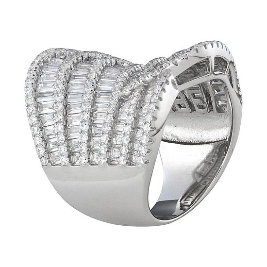 Designs By Gioelli Sterling Silver Cubic Zirconia Multi-Row Ring 4 Designs By Gioelli Sterling Silver Cubic Zirconia Multi-Row Ring - Image 2