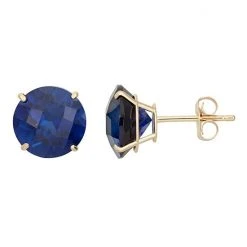 Designs By Gioelli Lab-Created Sapphire 10k Gold Stud Earrings