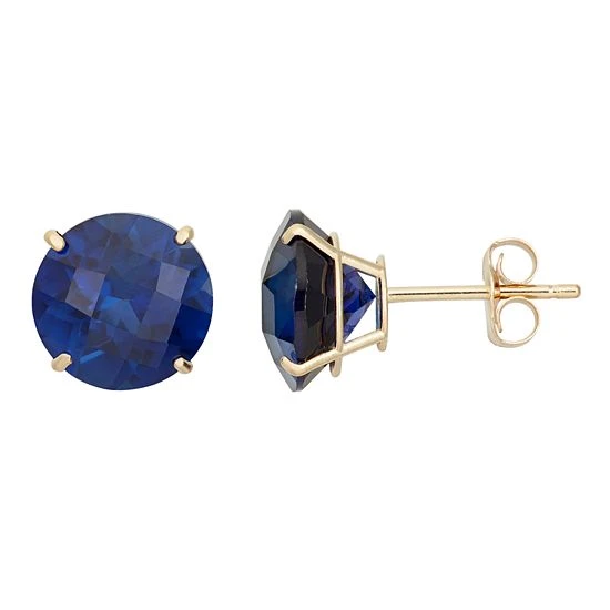 Designs By Gioelli Lab-Created Sapphire 10k Gold Stud Earrings 3 Designs By Gioelli Lab-Created Sapphire 10k Gold Stud Earrings