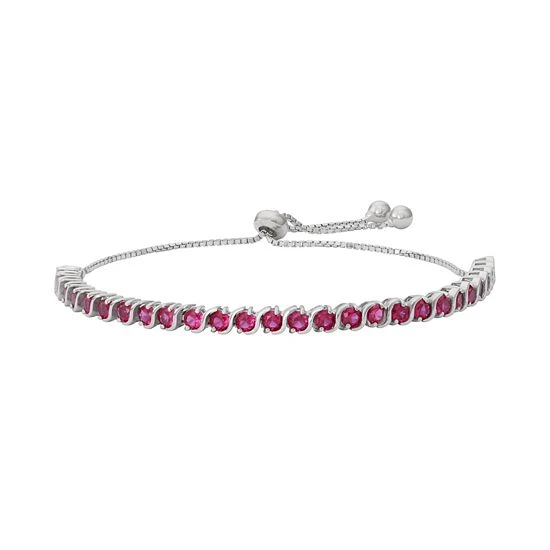 Designs By Gioelli Sterling Silver Lab-Created Ruby S-Link Lariat Bracelet 3 Designs By Gioelli Sterling Silver Lab-Created Ruby S-Link Lariat Bracelet