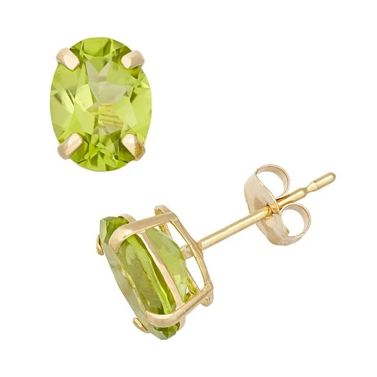 Designs By Gioelli Peridot 10k Gold Oval Stud Earrings 3 Designs By Gioelli Peridot 10k Gold Oval Stud Earrings