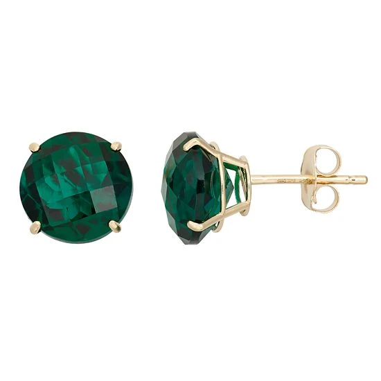 Designs By Gioelli Lab-Created Emerald 10k Gold Stud Earrings 3 Designs By Gioelli Lab-Created Emerald 10k Gold Stud Earrings