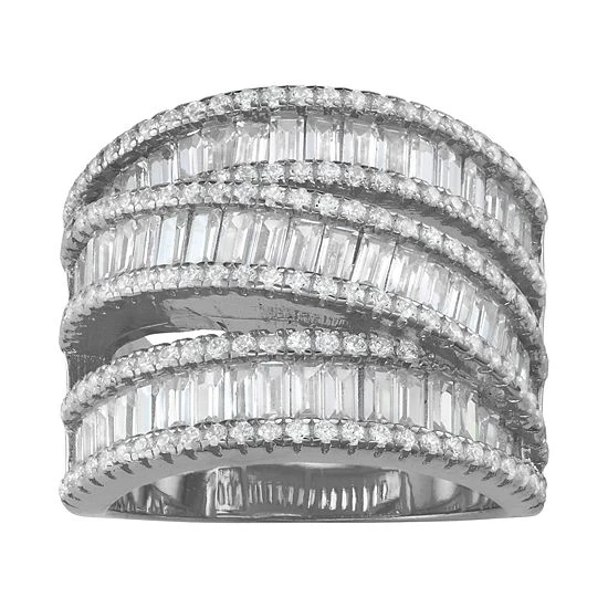 Designs By Gioelli Sterling Silver Cubic Zirconia Triple Row Wrap-Around Ring 6 Designs By Gioelli Sterling Silver Cubic Zirconia Triple Row Wrap-Around Ring - Image 4
