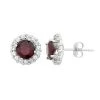 Designs By Gioelli Garnet & White Topaz 10k White Gold Halo Stud Earrings -Designs by Gioelli Shop unnamed file 992