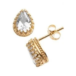 Designs By Gioelli 14k Gold Over Silver Lab-Created White Sapphire Crown Stud Earrings
